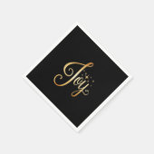 "Joy" Black Gold Script Elegant Holiday Servet (Hoek)