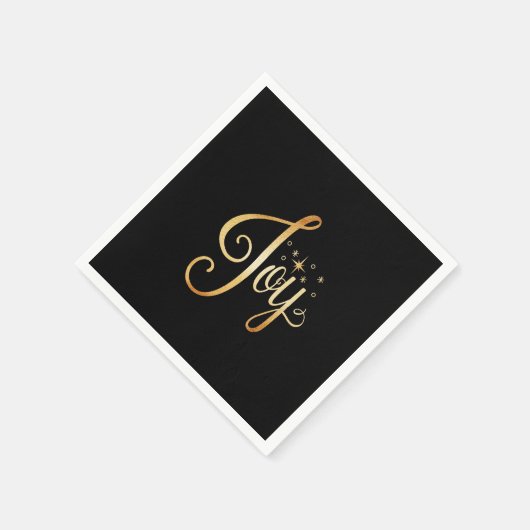 "Joy" Black Gold Script Elegant Holiday Servet (Hoek)
