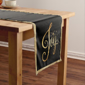 "Joy" Black Gold Script legant kerstfeestdag Korte Tafelloper (Voorbeeld)