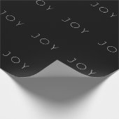 Joy Black Modern minimalist Typografie Patroon Cadeaupapier (Hoek)