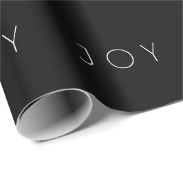 Joy Black Modern minimalist Typografie Patroon Cadeaupapier
