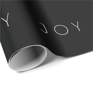 Joy Black Modern minimalist Typografie Patroon Cadeaupapier
