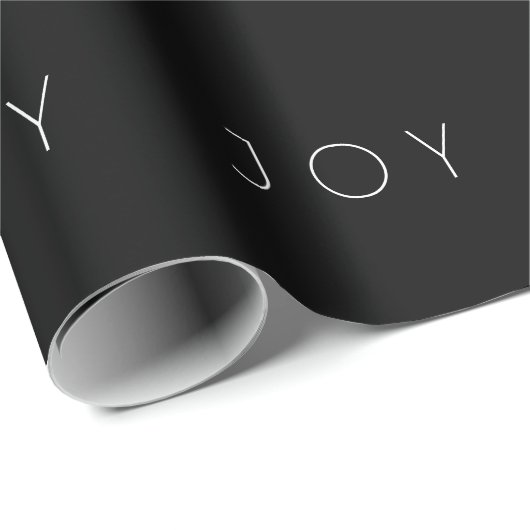 Joy Black Modern minimalist Typografie Patroon Cadeaupapier (Rol Hoek)