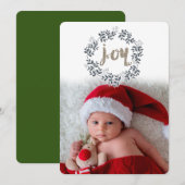 JOY Blad Krans Rustieke Feestelijke Vakantie Foto Feestdagenkaart (Voorkant / Achterkant)