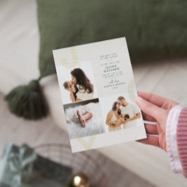 Joy Blauwgroen Birth Announding Gold Foil Holiday Folie Feestdagenkaart