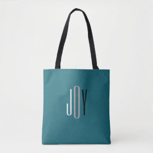 Joy Blauwgroen Grijs Wit Zwart Modern Monogram Cus Tote Bag