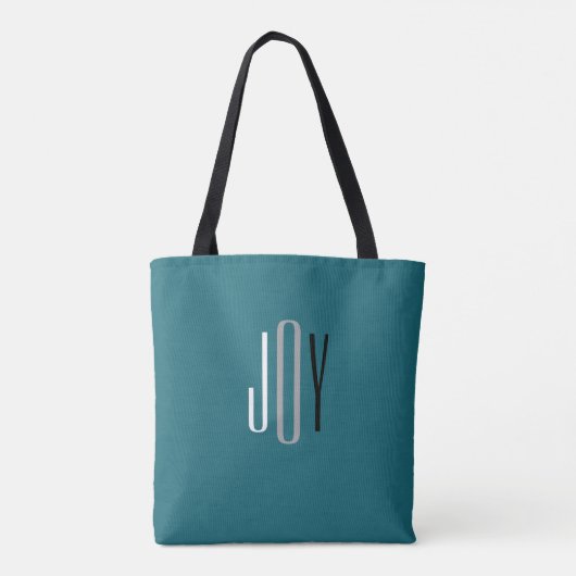 Joy Blauwgroen Grijs Wit Zwart Modern Monogram Cus Tote Bag (Achterkant)