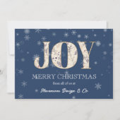 Joy Blue Business Holiday Kaart met Logo (Voorkant)