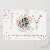 Joy Blue Coastal kerstbal Seashell Foto Folie Feestdagenkaart (Voorkant)