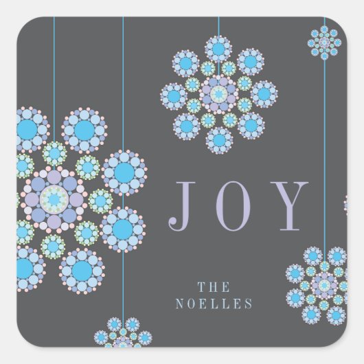 Joy Blue Festive Hanging Ornamenten Elegant Holida Vierkante Sticker (Voorkant)