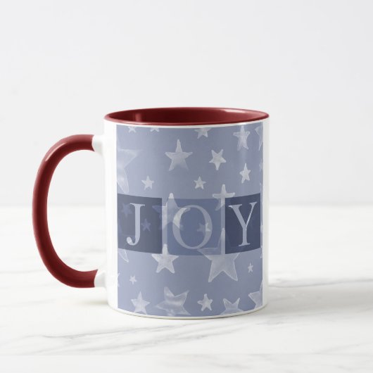 Joy Blue Stars Mok voor kerstdagen (Links)