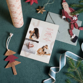 Joy Blush Birth Announement Gold Foil Holiday Folie Feestdagenkaart