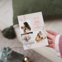 Joy Blush Birth Announement Gold Foil Holiday