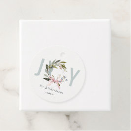 Joy Blush Blauw Groene Winter Kerst Krans Bedankjes Labels