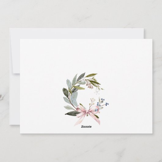 Joy Blush Blauw Groene Winter Kerst Krans Feestdagenkaart (Achterkant)