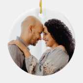 Joy Blush Blauw Groene Winter Kerst Krans Foto Keramisch Ornament (Achterkant)