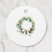 Joy Blush Green Christmas Krans Waterverf Bedankjes Labels (Achterkant)