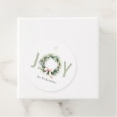 Joy Blush Green Christmas Krans Waterverf Bedankjes Labels (In situ)