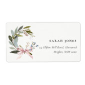 Joy Blush Green Winter Kerstkrans Adres Etiket (Voorkant)