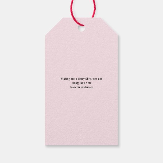 JOY Blush Pink Modern Christmas | Personalized  Cadeaulabel (Achterkant)