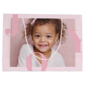 JOY Blush Pink Modern Christmas | Personalized Groot Cadeauzakje (Achterkant)