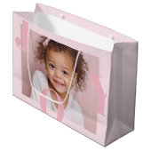 JOY Blush Pink Modern Christmas | Personalized Groot Cadeauzakje (Voorkant Gekanteld)