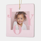 JOY Blush Roze Moderne Kerstmis | Gepersonaliseerd Keramisch Ornament (Links)