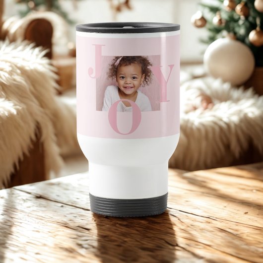 JOY Blush Roze Moderne Kerstmis | Gepersonaliseerd Reisbeker