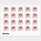 JOY Blush Roze Moderne Kerstmis | Gepersonaliseerd Vierkante Sticker (Vel)
