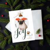 Joy Boho Pet Photo Ornament Holiday Card Feestdagenkaart