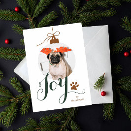 Joy Boho Pet Photo Ornament Holiday Card Feestdagenkaart