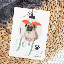 Joy Boho Pet Photo Ornament Holiday Card Feestdagenkaart