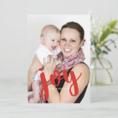 Joy Bold Red / Modern Photo Holiday Kaart (Staand voorkant)
