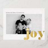 JOY Bold Typografie Moderne Foto Kerstmis Folie Feestdagen Briefkaart (Voorkant)