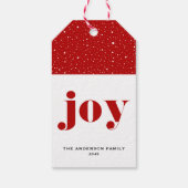 JOY Bold Typografie Rood Modern Kerstmis Cadeaulabel (Achterkant)