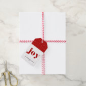 JOY Bold Typografie Rood Modern Kerstmis Cadeaulabel (Met Touw)