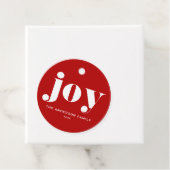 JOY Bold Typography Modern Christmas Red Bedankjes Labels (In situ)