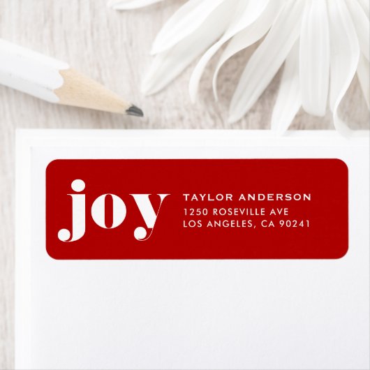 JOY Bold Typography Modern Christmas Red Etiket (Insitu)