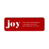 JOY Bold Typography Modern Christmas Red Etiket (Voorkant)