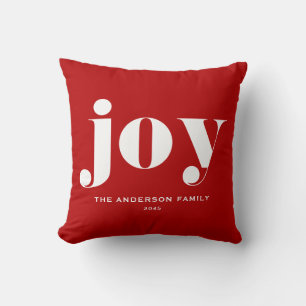 JOY Bold Typography Modern Christmas Red Kussen