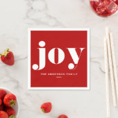 JOY Bold Typography Modern Christmas Red Servet (Insitu)