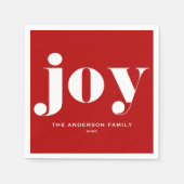 JOY Bold Typography Modern Christmas Red Servet (Voorkant)