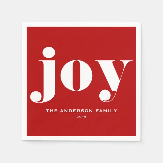 JOY Bold Typography Modern Christmas Red Servet (Voorkant)