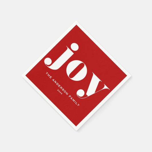 JOY Bold Typography Modern Christmas Red Servet (Hoek)