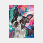 'Joy' Boston Terrier Dog Art fleece deken (Voorkant)