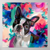 'Joy' Boston Terrier Dog Art print op papier (Voorkant)