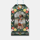 Joy Botanical Floral Festive Garden Pattern Foto Cadeaulabel (Voorkant)