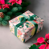 Joy Botanical Floral Festive Garden Pattern roze Cadeaupapier