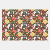 Joy Botanical Floral Festive Garden Pattern roze Inpakpapier Vel (Voorkant 3)