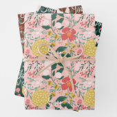 Joy Botanical Floral Festive Garden Pattern roze Inpakpapier Vel (In situ)